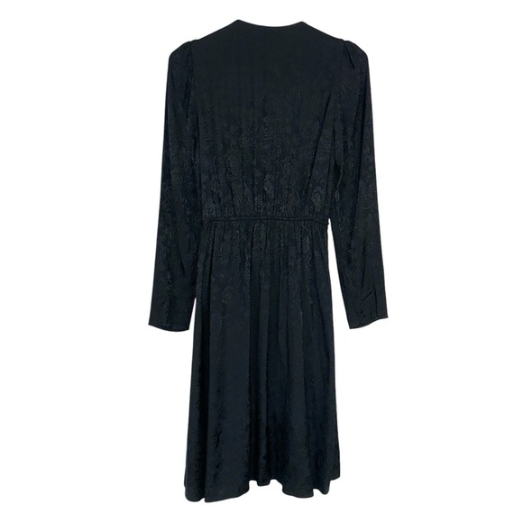 Express Black Satin Damask Faux Wrap Dress - Picture 4 of 9